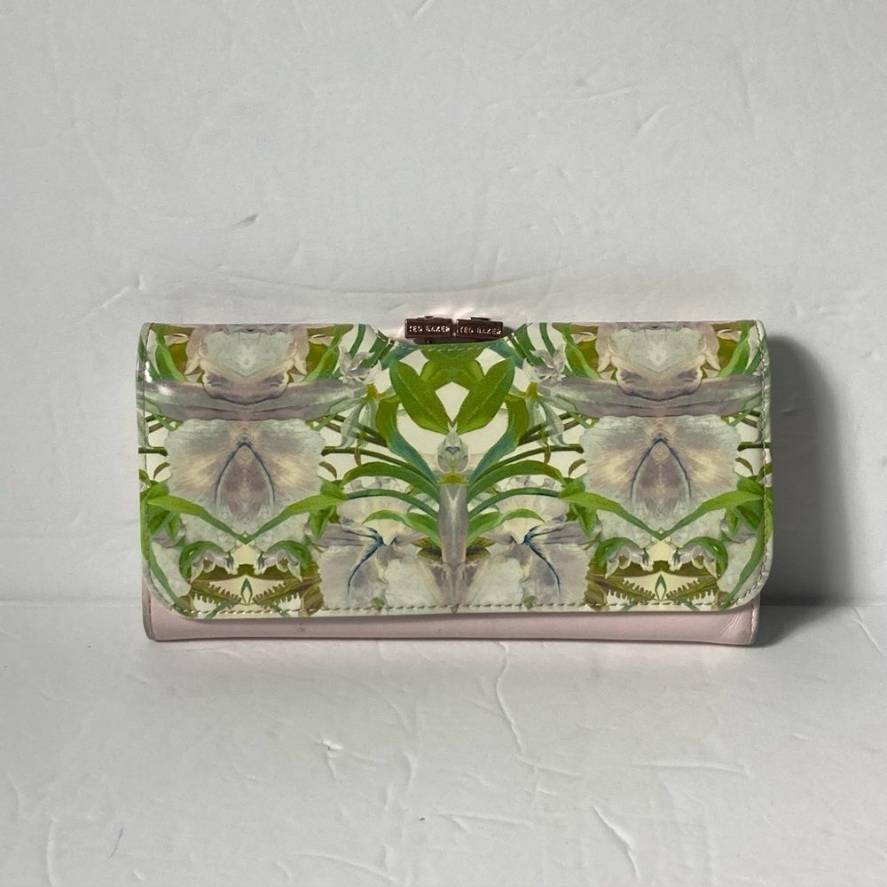 Ted Baker Pink and Green Floral Print Leather Wallet